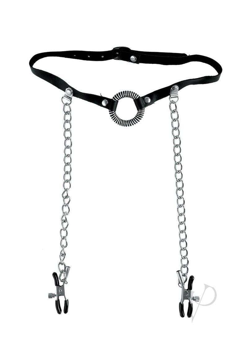 Fetish Fantasy Series Limited Edition O-ring Gag And Nipple Clamps Black